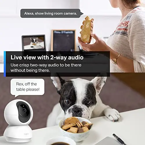 Tapo 2K Indoor Pan/Tilt Wired Security Camera - Works as a Baby Monitor & Pet Camera, Motion Detection, 2-Way Audio, Siren, Night Vision, Subscription-Free Local Storage or Optional Cloud, C210 5