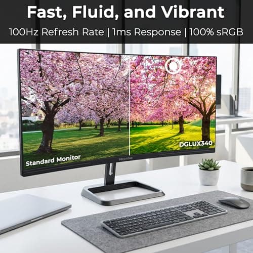 Deco Gear 34-Inch Business Curved Super UltraWide WQHD Monitor 3440 × 1440 R1500 100Hz 1ms 100% sRGB HDR 2× DisplayPort 2× HDMI Tilt Adjustable PIP/PBP Low Blue Light, American Seller 5