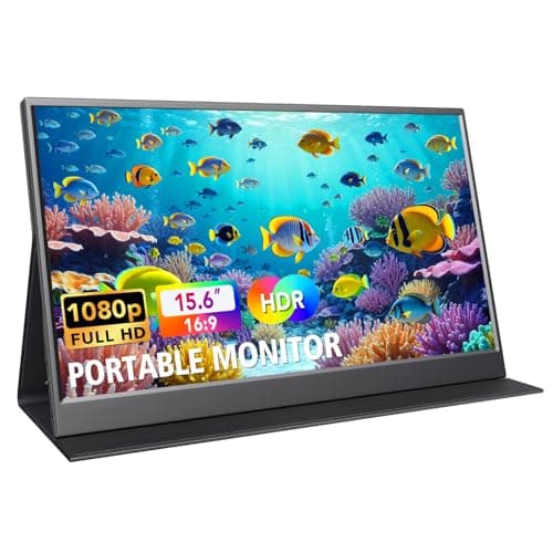 15.6 Inch Portable Monitor 1080P FHD IPS Gaming Display Monitor with USB-C & HDMI Light Weight Ultra-Slim External Second Screen with Smart Cover & Speakers for Laptop，PC, Mac, Phone, PS5, Switch
