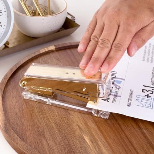 Swingline Compact Clear Acrylic Gold Stapler, 20 Sheet Capacity, Half Strip, Transparent Desk Stapler (S700000A) 6