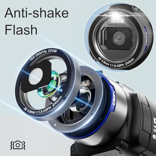 5K 48MP Video Camera Camcorder 16X Digital Zoom Vlogging Camera Recorder for YouTube Anti-Shake with 3.0" 270° IPS Screen WI-FI Video Recorder Cam Corder with 2 Batteries, 32GB TF Card, Mic (Black) 6