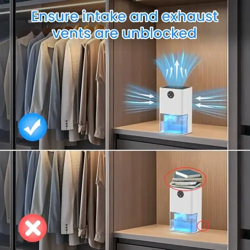 Dehumidifier, 50 OZ Small Dehumidifiers for Room for Home, Quiet with Auto Shut Off, Dehumidifiers for Bedroom (300 sq. ft), Bathroom, RV, Closet 8