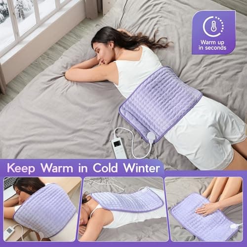 Heating Pad for Period Cramps, Heating Pad for Back/Neck/Shoulder Muscle Pain, 6 Heating & 4 Timer Setting, Auto Shut Off, Dry/Moist Heat & Machine Washable, Birthday Christmas Gifts for Women Mom 7