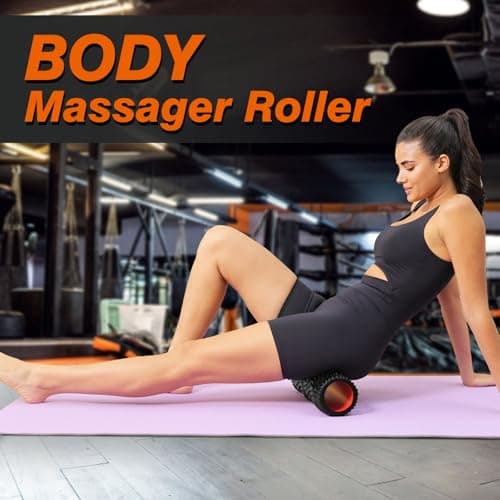 CINDALOG Foam Roller, 15" High Density Foam Back Roller, Wave Textured Massage Roller for Deep Muscle Massage Pilates Yoga,Fitness Exercise Roller for Whole Body Release(Black) 7