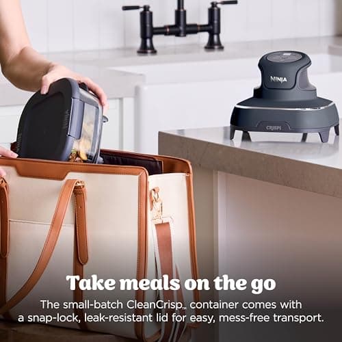 Ninja Crispi 4-in-1 Glass Air Fryer | 450°F | Non-Toxic | 4QT & 6-Cup Glass Containers w/Lids | Microwave, Freezer, Dishwasher Safe | Max Crisp, Air Fry, Bake, Recrisp | Cyberspace Gray, FN101GY 11