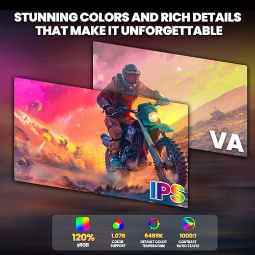 CRUA 32" 4K Gaming Monitor, IPS UHD(3840 * 2160P) 144Hz Monitors, Computer Monitor Support FreeSync, HDR, 120% sRGB, 1.07B Color Depth, with HDMI 2.1/DP 1.4 and Built-in Speaker, Support Wall- Black 5