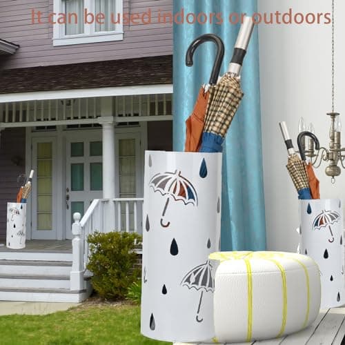 BEWBBAT Umbrella Stand Rack for Entryway, Freestanding Round Metal Umbrella Holder, Rain Collection Umbrella Organizer Bin for for Can Walking Stick, Home Office Decor, Hold 4-5 Umbrellas 7