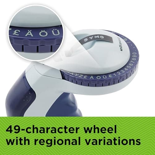 Dymo Embossing Label Maker with 3 Label Tapes | Omega Label Maker Starter Kit | Small, Ergonomic Design with Turn Click Wheel | for Home, DIY & Crafting (£/€, Ä, Ö & Ü) 5