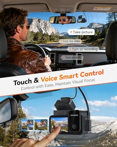 WOLFBOX X5 3 Channel 4K HDR Dash Cam, STARVIS 2 IMX678 8MP Night Vision, 4K+2.5K+1080P Front and Rear Inside Car Camera with 128GB Card and GPS, Support Voice Control, Touch Screen and 5.8GHz WiFi 5