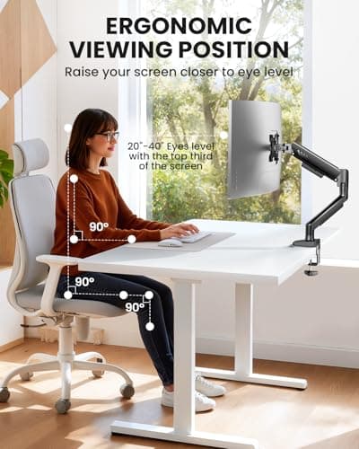 ErGear Single Monitor Arm, Fully Adjustable Monitor Mount for 13–34 Inch Screens, Fast Install Computer Monitor Stand with Tool-Free VESA Mount, Cable Management, Holds 19.8 lbs, Max VESA 100x100mm 7
