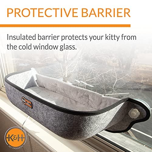 K&H Pet Products EZ Mount Thermo-Kitty Window Bed Extra-Deep Gray 27 X 10 X 11 Inches 5