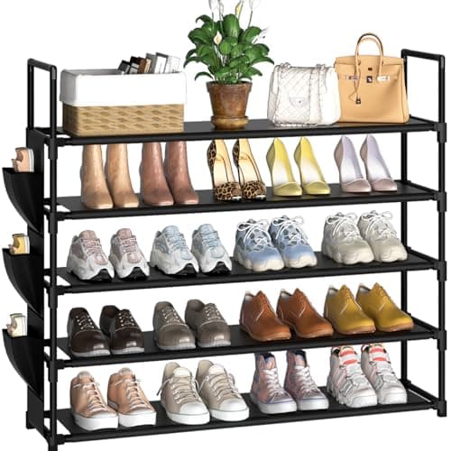 OYREL 5 Tier Shoe Organizer Rack for Closet, Entryway, Garage, Door, Space Saving, Shoe Holder Stand/Tower, Large, 20-25 Capacity