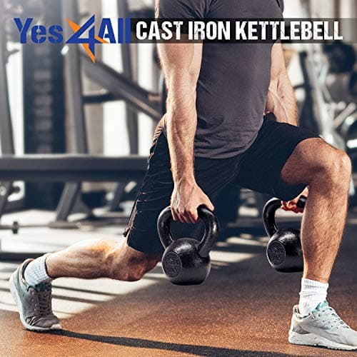 Yes4All Kettlebell Sets, Pair 15 & 20 LB Cast Iron Strength Training Kettlebells, Wide Handles & Flat Bottom for Push Ups, Swings, Squats & Full Body Workout at Home or Gym 6