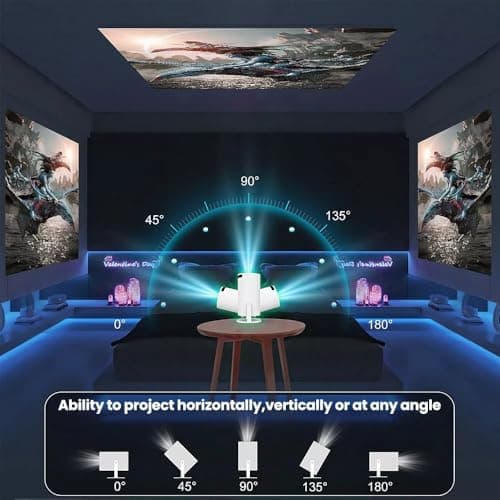 Mini Portable Projector 4K WiFi 6 BT 5.2 Upgraded Portable Projector Full HD Supported for Phone /PC /TV /HDMI /PS5 /Laptop Auto Keystone Home Theater 180° Rotation [Built-in App] White 8