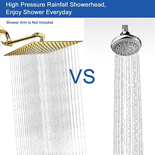 NearMoon Rain Shower Head, High Flow Stainless Steel Square Rainfall Shower, Waterfall Bath Shower Body Covering, Ceiling or Wall Mount (12 Inch, Chrome Gold) 5