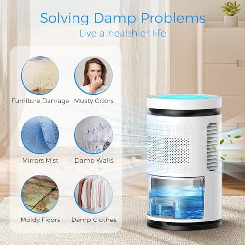 SEAVON 800 Sq.ft Dehumidifiers for Home, 85OZ Larger Water Tank, Quiet Dehumidifier for Bedroom, Bathroom, Basement, RV with 7 Colors Light, Auto Shut Off, 2 Working Modes, Portable Dehumidifier 8
