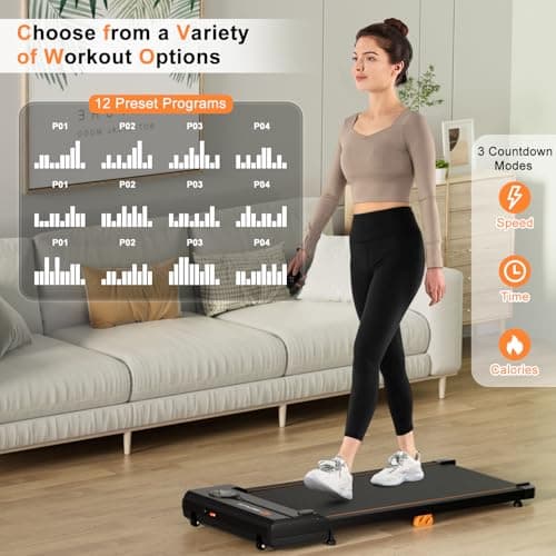 Goplus Walking Pad, 340 LBS Capacity Under Desk Treadmill with Remote Control, LED Display, 12 Preset Programs, Portable Treadmills for Home Small, Office 6