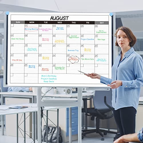 Large Dry Erase Calendar for Wall - Undated 1 Month Big Wall Calendar, 40" x 30", Erasable & Reusable Laminated Calendar with 8 Round Stickers, Great Layout Wall Calendar Dry Erase - Grey 9
