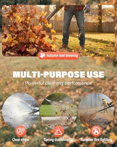 Relxxon Gas Powered Backpack Leaf Blower - 52cc 2-Stroke Engine, 200 MPH 550 CFM Heavy Duty Lawn Care Tool for Debris & Snow - 17.2lb Ultralight Design - 40oz Fuel Tank (Orange) 6