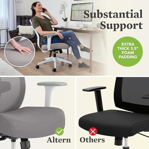 HON Altern Ergonomic Office Chair with Headrest, Arms, Wheels, Foam Cushion Seat, Mid Back Home Office Desk Chair Comfy, Gaming Chair, Height Adjustable Arms, Synchro-Tilt, Seat-Slide, Black 7