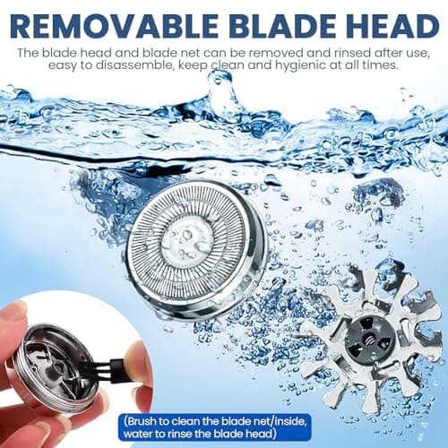 Mini Travel Electric Shaver, Portable Pocket Size Rechargeable Shaving Razor Lightweight Razor with Battery Power Display Wet & Dry Rotary for Teen Office Business(Gradient Blue) 5