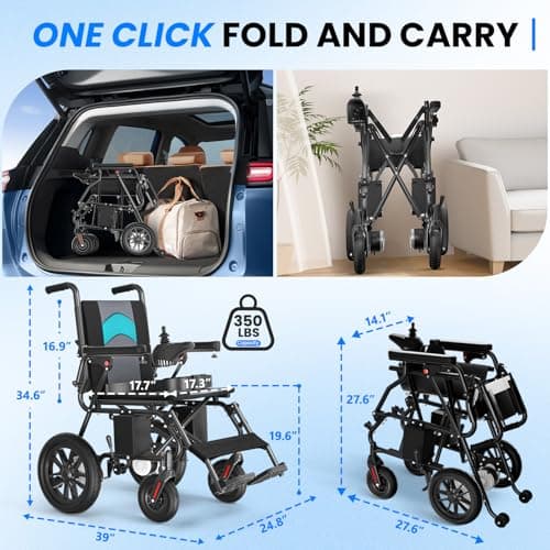 Electric Wheelchair for Adults, Foldable Power Wheelchair,15 Miles Long Travel Range, All Terrain Motorized Wheelchair for Seniors 7