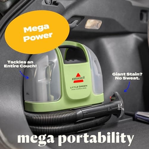 BISSELL Little Green Mini Cordless Portable Carpet and Upholstery Deep Cleaner, Car/Auto Detailer, with HydroRinse Self-Cleaning Tool and 4" Tough Stain Tool, 4015 5