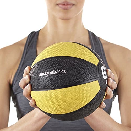 Amazon Basics Weighted Medicine Ball for Core Strength, Strength Training, Full-Body Workouts and Balance Exercises, 6 Pounds, Yellow/Black 5