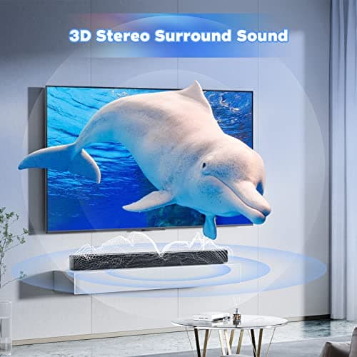 GEOYEAO Sound Bar, Bass Speakers for Smart TV with Dual Subwoofer 3D Surround Sound System, 32 Inch 2.2CH Home Theater Audio Soundbar, HDMI ARC Connection, 2 in 1 Detachable & Wall Mountable 8