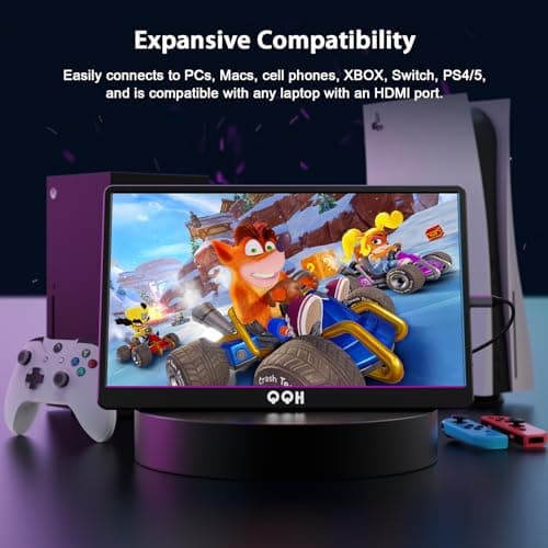 QQH Portable Monitor, 15.6" Portable Travel Monitor for Laptop 1080P FHD IPS Second Screen, USB C HDMI External Gaming Monitor Display for Computer Phone PC PS4 PS5 Xbox Switch (Z1-9) 9