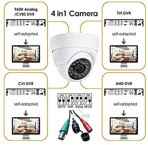 Real HD 5MP Full Color Night Vision Dome TVI CCTV Security Camera with Visible White LED Lights, 65ft Night Vision, 2.8mm Wide Viewing Angle, Outdoor, Full Metal, ONLY Compatible with 5MP and 8MP DVR 6