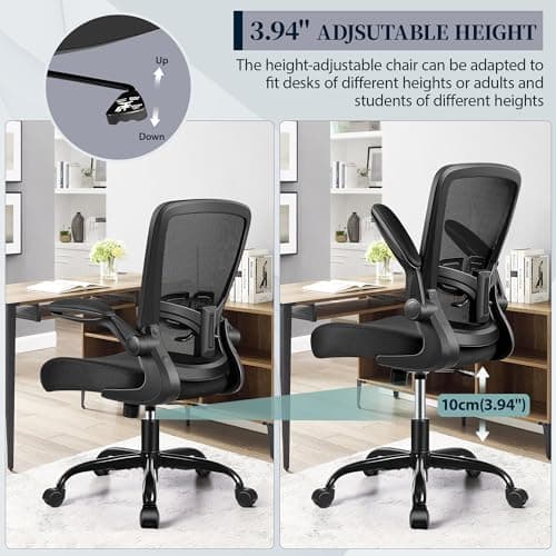 FelixKing Office Chair - Ergonomic Desk Chair with Adjustable Height, 360° Swivel, Flip-up Armrests, Flexible Tilt, Comfy Breathable Cushion and Fabric, Lumbar Support, for Home Conference Room Office 7