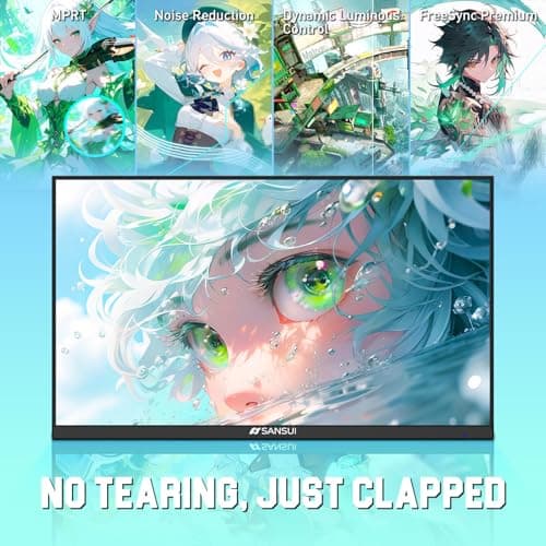 SANSUI Gaming Monitor 27" 1440P 200Hz 180Hz WQHD 2560×1440-AMD FreeSync 1ms DCI-P3 95% Fast IPS Computer Monitor,Height Adjustable Vertical/Horizontal Rotating, 2×DisplayPort/HDMI 丨HDR丨Low Motion Blur 5