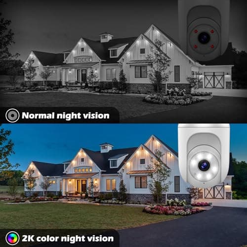 Akasumer Light Bulb Security Cameras Wireless Outdoor Indoor, 2.4GHz WiFi Lightbulb Cameras for Home, 360°PTZ, 2K Color Night Vision, Motion Detection, 2-Way Audio, Spotlight Audible Alarm 5