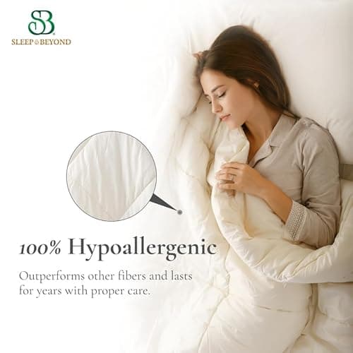 Sleep & Beyond myMerino Light 100% Organic Duvet Wool Comforter for All Seasons - Ultra Soft, Breathable, Warm & Cool - Moisture Wicking - Ivory - Twin 68x86 7