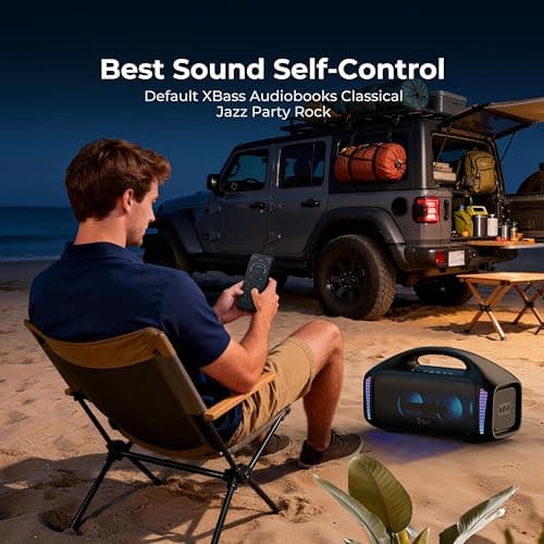 Tribit StormBox Blast Portable Bluetooth Speaker, (140W Peak) 90W Loud Stereo Sound with 30H Playtime, IPX7 Waterproof, LED Light, Wireless, XBass, BT5.3, TWS, Custom EQ, Party/Outdoor/Camping/Beach 7