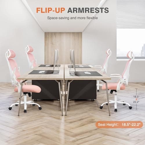 Sweetcrispy Office Computer Desk Chair, Ergonomic High-Back Mesh Rolling Work Chairs with Wheels and Adjustable Headrests 6