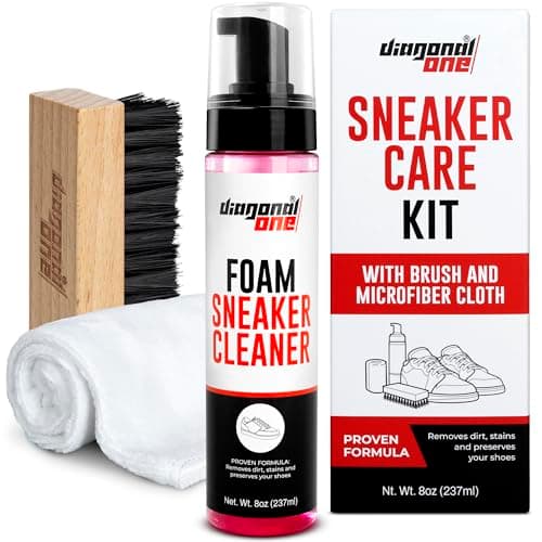 DIAGONAL ONE Shoe Cleaning Kit - Foam Sneaker Cleaner - 8oz White Tennis Shoe Cleaner - Proven Formula for Suede, Canvas, Nubuck (Sneaker Care Kit)