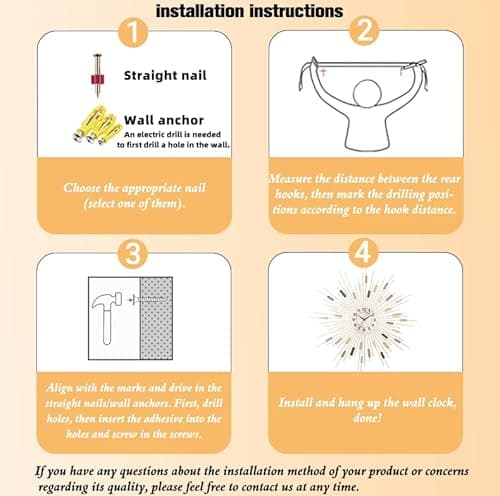 PSYCHE GOD Mid Century Modern Large Silent Wall Clock Non Ticking for Living Room, 47"X25" Giant Decorative Round Black Clock for Wall, Big Unique Metal Fancy Clock Wall Decor for Bedroom Entryway 9