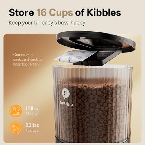 PETULTRA Automatic Cat Feeder WiFi- 5Ghz Cat Food Dispenser with APP Remote Control- Auto Pet Feeder for Small Dog Indoor- Easy to Set Up and Clean- Dual Power with Desiccant Bag Keep Fresh 6