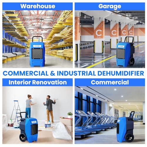 210PPD Commerical Dehumidifier - Cover Up to 8500Sq.Ft Large Spaces Industrial Dehumidifier for Basement with Drain Hose, Powerful Pump, 12 IN Rubber Wheels, 16.4 FT Vertical Drainage 7