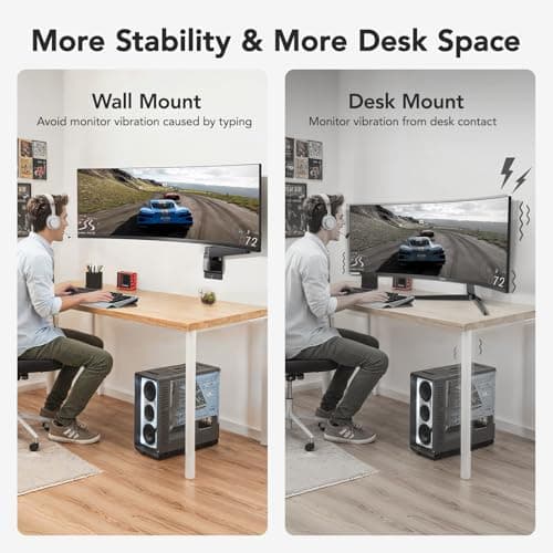 HUANUO 49 inch Ultrawide Monitor Wall Mount, Heavy Duty Screen Arm with Premium Aluminum, Supports up to 44 lbs, Wall Mount Monitor Arm for Height Adjustment, Tilt, Swivel, Rotate 7