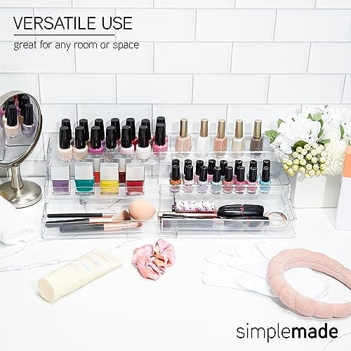 SIMPLEMADE 3-Tier Spice Rack Organizer - Versatile Storage Shelf for Kitchen, Bathroom, Bedroom & Office, Set of 2, Expandable Clear 6