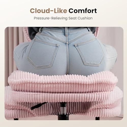 Cross Legged Office Chair, Ergonomic Cloud Criss Cross Desk Chair, Meditation Chair with Wheels, Height Adjustable Seat for ADHD, Wide Kneeling Chair with Back Support, Pink 6
