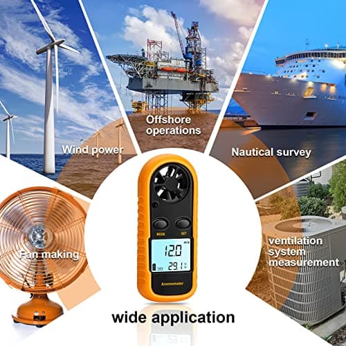 Anemometer Handheld, Light Weight Digital Wind Speed Meter, Wind Speed Temperature Gauge with Digital LCD Display for Kite Flying, Meteorology, Fishing, Surfing 7
