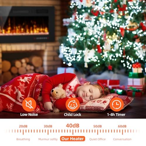 72” Electric Fireplace Recessed and Wall Mounted Fire Places with Remote Control, Touch Screen 8