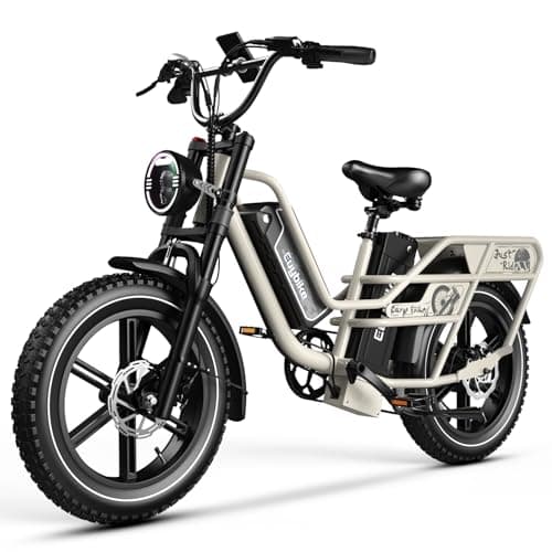 Dual Battery Electric Bike for Adults, 160 Miles Cargo Ebike with 48V 60AH Removable Battery, 1450W Peak Motor 34MPH Electric Bicycle, 20" x 4" Fat Tire Hydraulic Brakes E Bike Grey with Saddle Bag