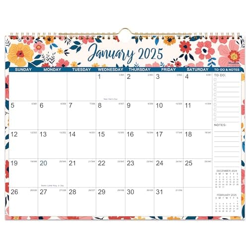 2025 Wall Calendar - Jan 2025 - Dec 2025, 12 Months Hanging Monthly Calendar 2025, 14.8" x 11.57", Twin-Wire Binding, Julian Dates, Large Block, Notes, To-do List, Thick Paper, Perfect for Organizing