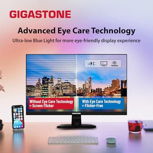 Gigastone 24 inch IPS LED Back Light Monitor 2-Pack 75Hz FHD 1920 x 1080, 178° Wide View Frameless, Dual Monitor, 5ms, Built-in Speakers, Eye Care Technology, Ergonomic Tilt VESA Mount, HDMI VGA 7