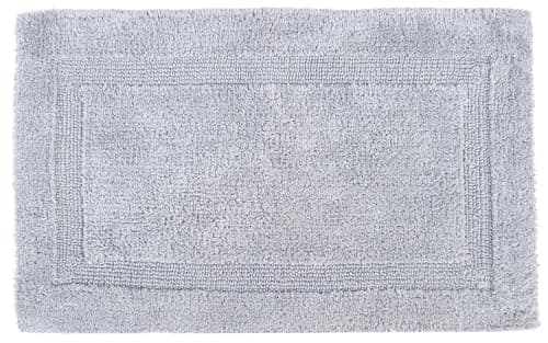 KEMA Reversible Bathmat 17 x 24 inches, 100% Cotton Absorbent, Luxury Soft Rectangle Bath Mat Towel, Non-Slip for Bathroom Floor, Tub, Shower Carpet Rug, Washable, Silver